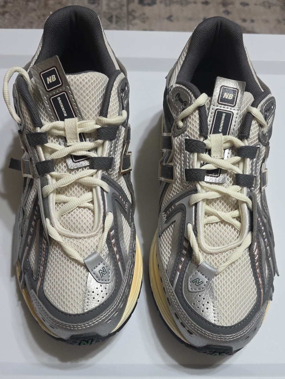 New Balance Cream and Gray Athletic Running Sneakers